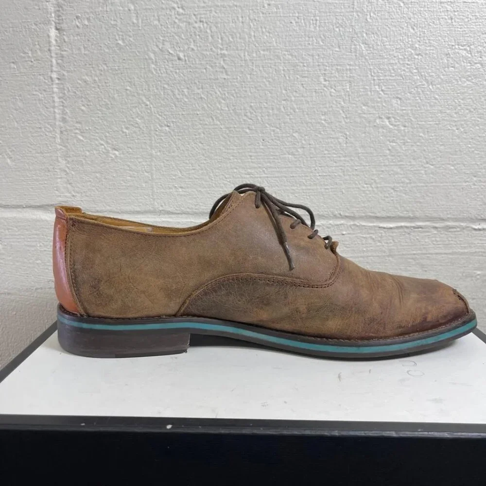 John Fluevog 1204025 Brown Leather Oxford Dress Shoes Lace up Men's‎ 12 US